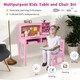 image 7 of COSTWAY Kids Desk and Chair Set Wooden Children Learning writing Table-Pink