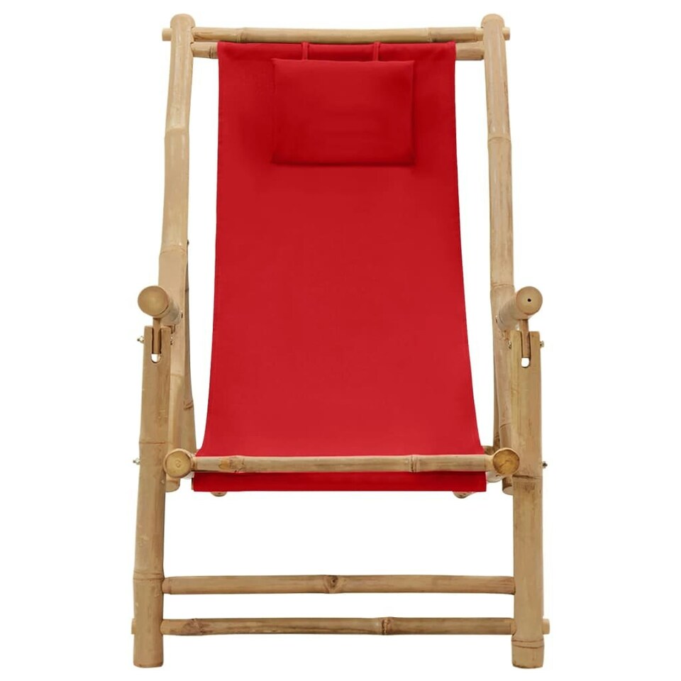 Deck Chair Bamboo and Canvas Red Tesco Groceries