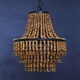 image 4 of Interiors by Premier Rustic Wood Chandelier with Black Iron Frame, Handcrafted Three-Tier Pendant Light, Organic Hanging Light Brown