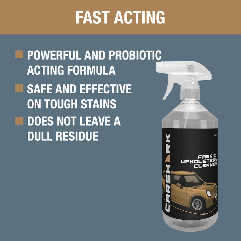 image 1 of CARSHARK Fabric & Upholstery Cleaner 2 x 1L - Safe on Car Interiors - Removes Tough Stains - No Dull Residue
