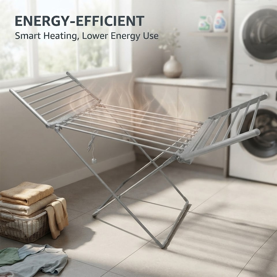 image 1 of Alivio Foldable Clothes Drying Rack with Extendable Wings, Portable Indoor & Outdoor Laundry Airer