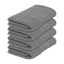 Nicola Spring Cotton Hand Towels - 90cm x 50cm - Grey - Pack of 4