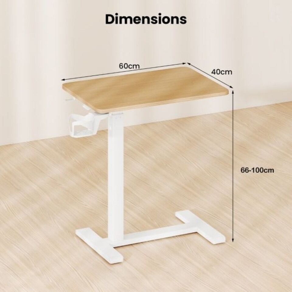 image 1 of COSTWAY Height Adjustable Computer Table with Cup Holder Natural N/A