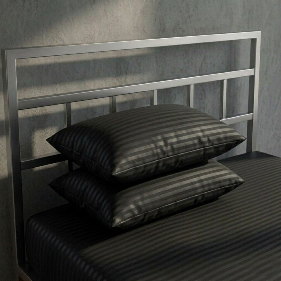 image 1 of Luxury 250TC Housewife Satin Stripe Pillowcase Pair Soft Touch | Black | Standard