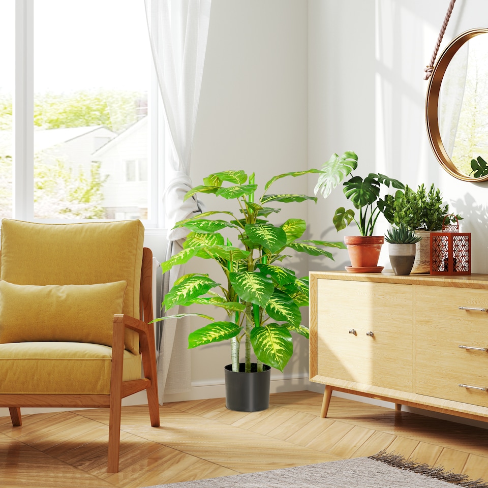 image 1 of HOMCOM Artificial Evergreen Tree Fake Decorative Plant in Nursery Pot for Indoor Decor, 95cm