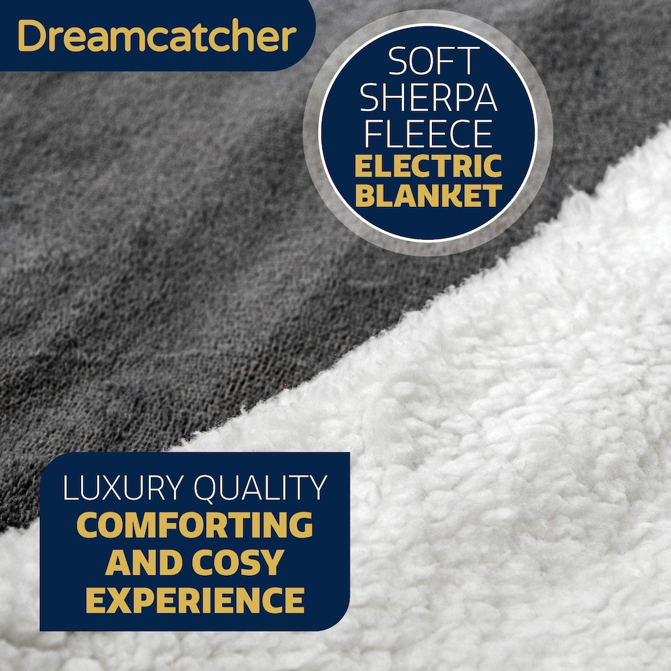 image 1 of Dreamcatcher Grey Soft Microfleece & Sherpa Electric Blanket Heated Throw 160x120cm Grey