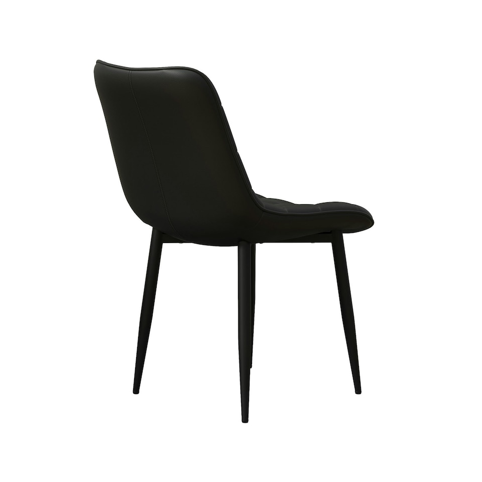 image 1 of Set of 4 Nova Modern Faux Leather Dining Chair Padded Seat Metal Legs Kitchen (Black)