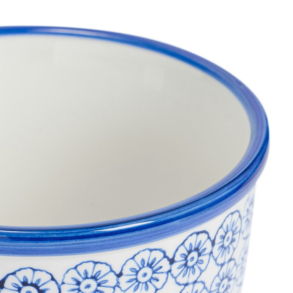 image 1 of Nicola Spring Hand-Printed Plant Pot - 14cm - Navy Blue