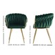 image 7 of Single Roma Knot Velvet Armchair with Gold Metal Legs, Modern Tufted Design for Living Room Green