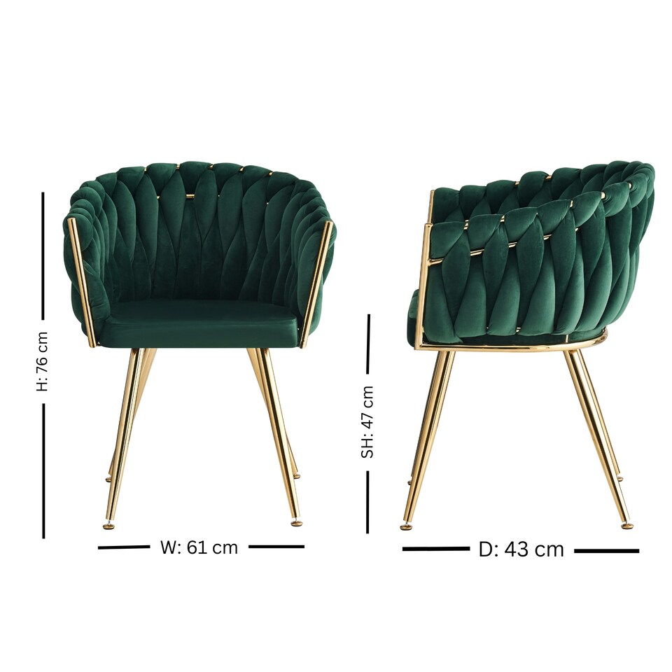 image 1 of Single Roma Knot Velvet Armchair with Gold Metal Legs, Modern Tufted Design for Living Room Green