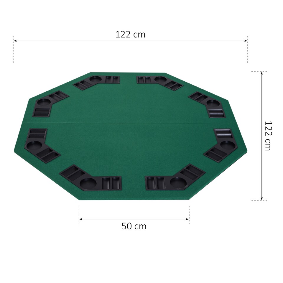 image 1 of HOMCOM 1.2m/48 Inches Foldable Poker Table Top 8 Players Blackjack Tables Chip Trays