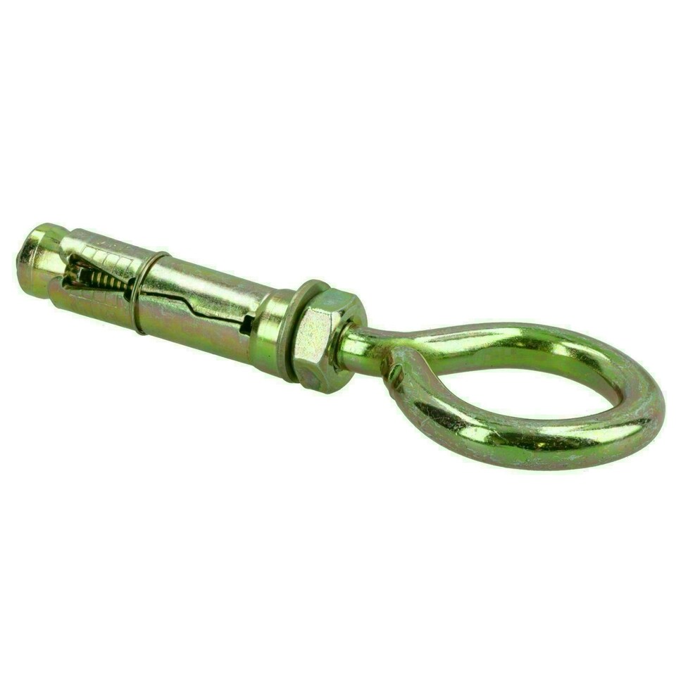 image 1 of 10mm Closed Hook Eye Bolts Rawl Shield Wall Anchor Expansion Brick Stone 8pc