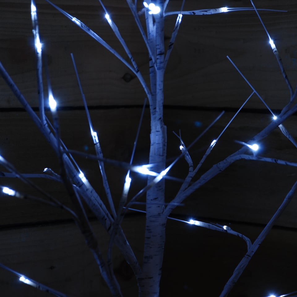 image 1 of 2.4m (8ft) Indoor Outdoor Christmas Lit Birch Tree with 136 Ice White LEDs