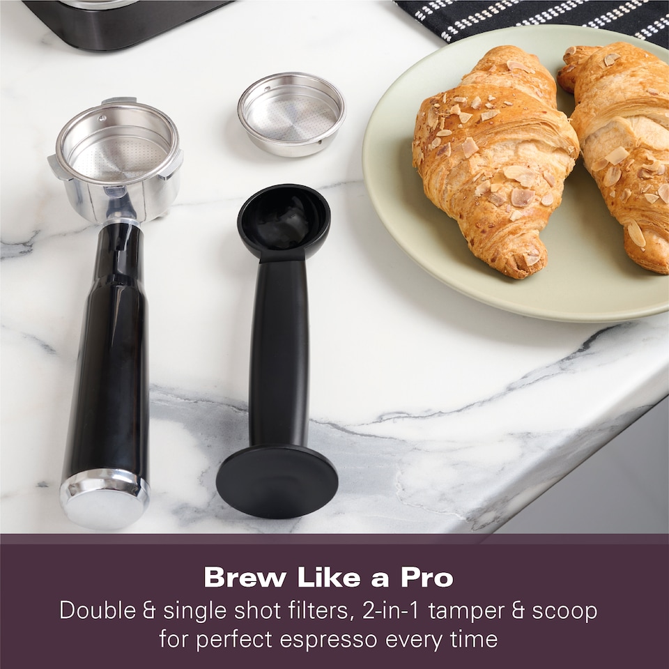 image 1 of Hamilton Beach BaristaPro Plus Touch 8-in-1 Espresso Machine Black