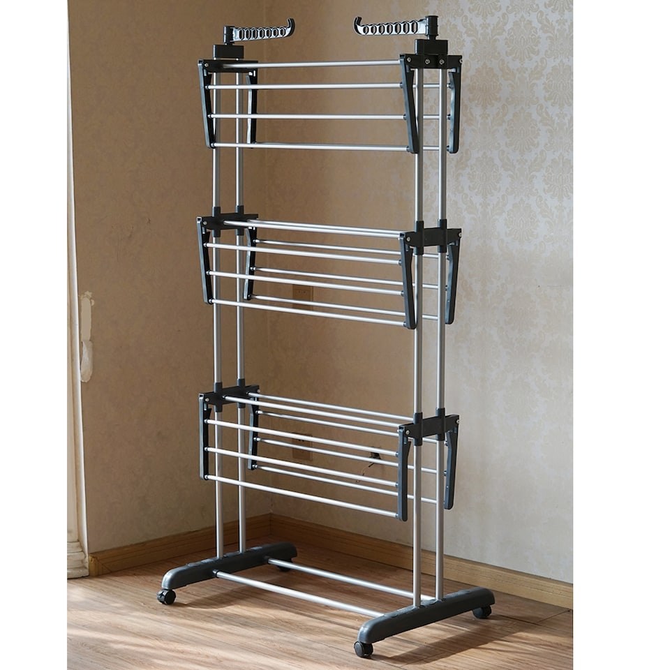 image 1 of Gr8 Home Large Tower Clothes Airer 3 Tier Folding Drying Rack Towel Dryer Laundry Horse