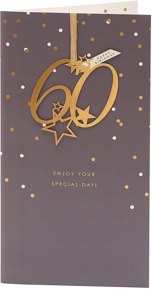 image 1 of Happy 60th Birthday Card with Hanging Keepsake Age 60