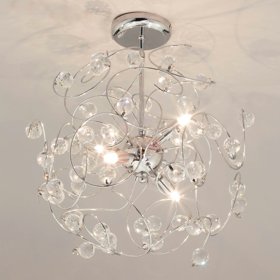 image 1 of BHS Lila 4 Light Flush Ceiling Light, Chrome