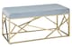 image 2 of Luxe Gold And Powder Blue Velvet Bench, Stylish Garden Bench For Outdoor, Accent Dining Bench For Diningroom | Blue