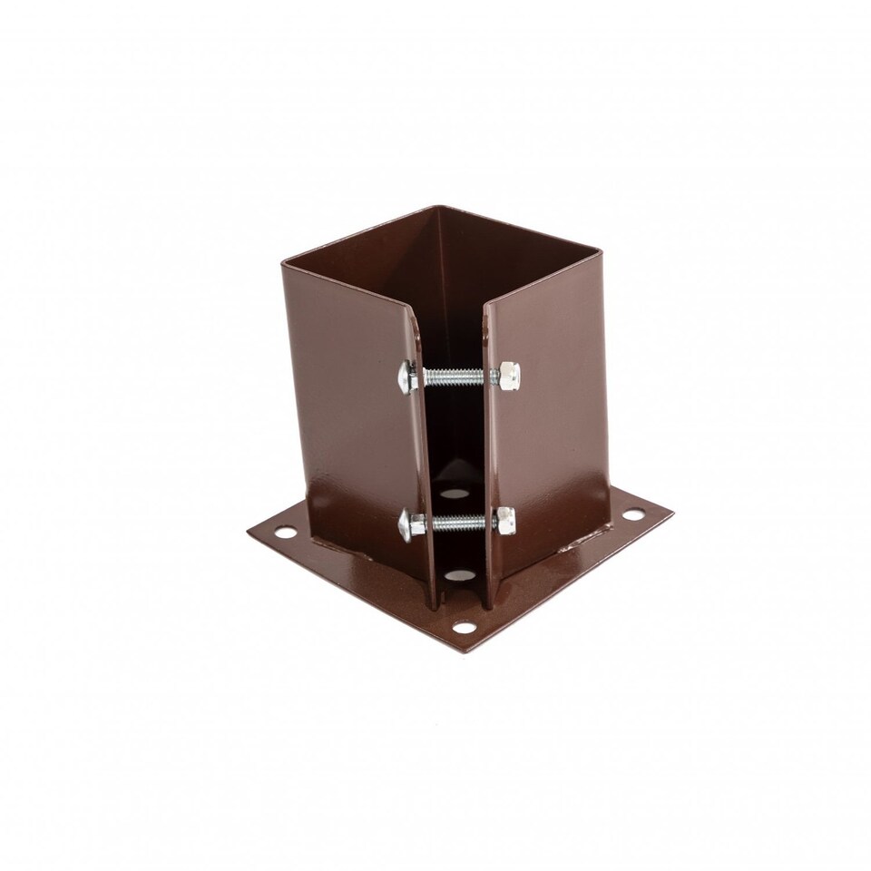 image 1 of 4x Heavy Duty Bolt Down Fence Post Shoe Grip Holder - 100 x 100mm | Brown | 4