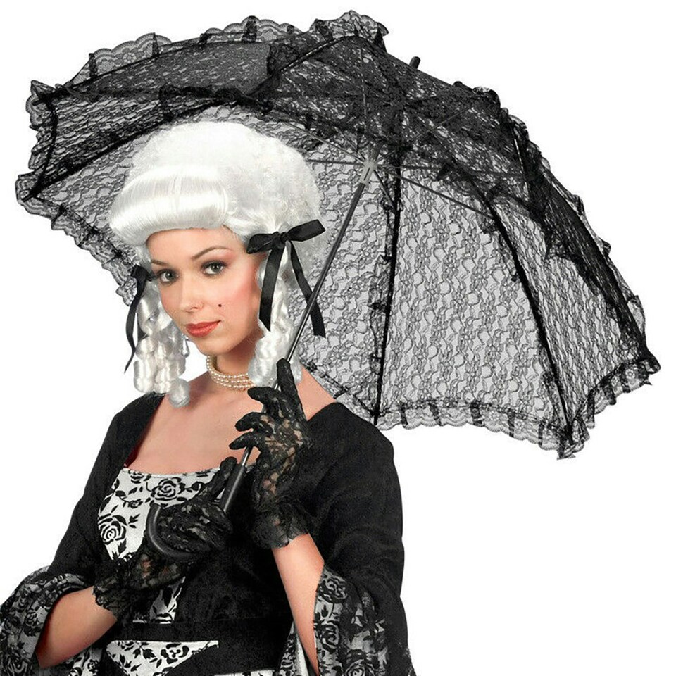 image 1 of Bristol Novelty Lace Parasol - Black - One Size One Size