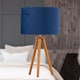 image 5 of Voyage - Dark Oak Table Lamp or Bedside Light with Blue Velvet Shade | Brown | Blue | Large | 1