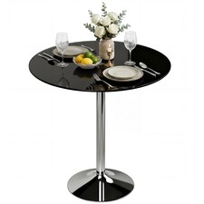 HOMCOM Round Bar Table, Dining Table with Tempered Glass Top and Steel Frame