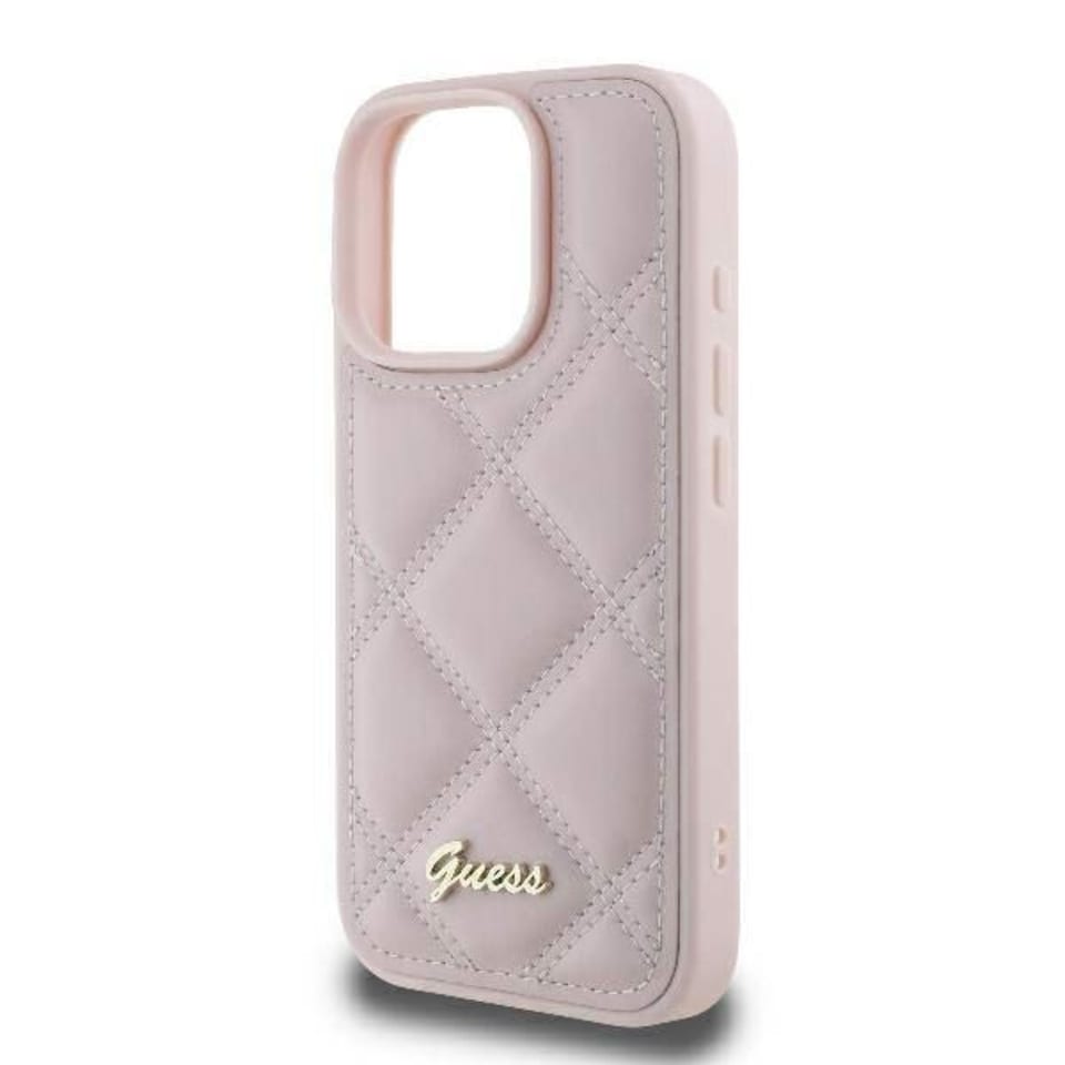image 1 of Guess Quilted Metal Logo Case for iPhone 16 Pro Max 6.9 Pink