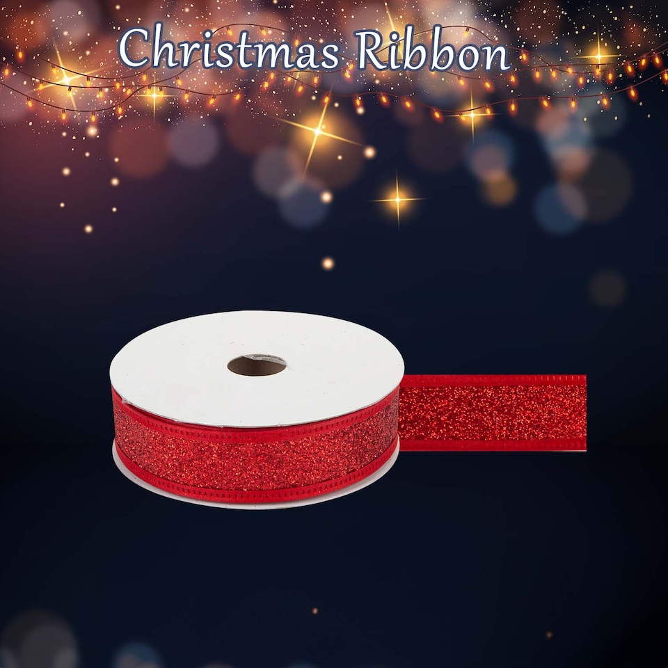 image 1 of PMS Christmas Ribbon Garland Decoration 4cm x 10cm Red - 1 Pack