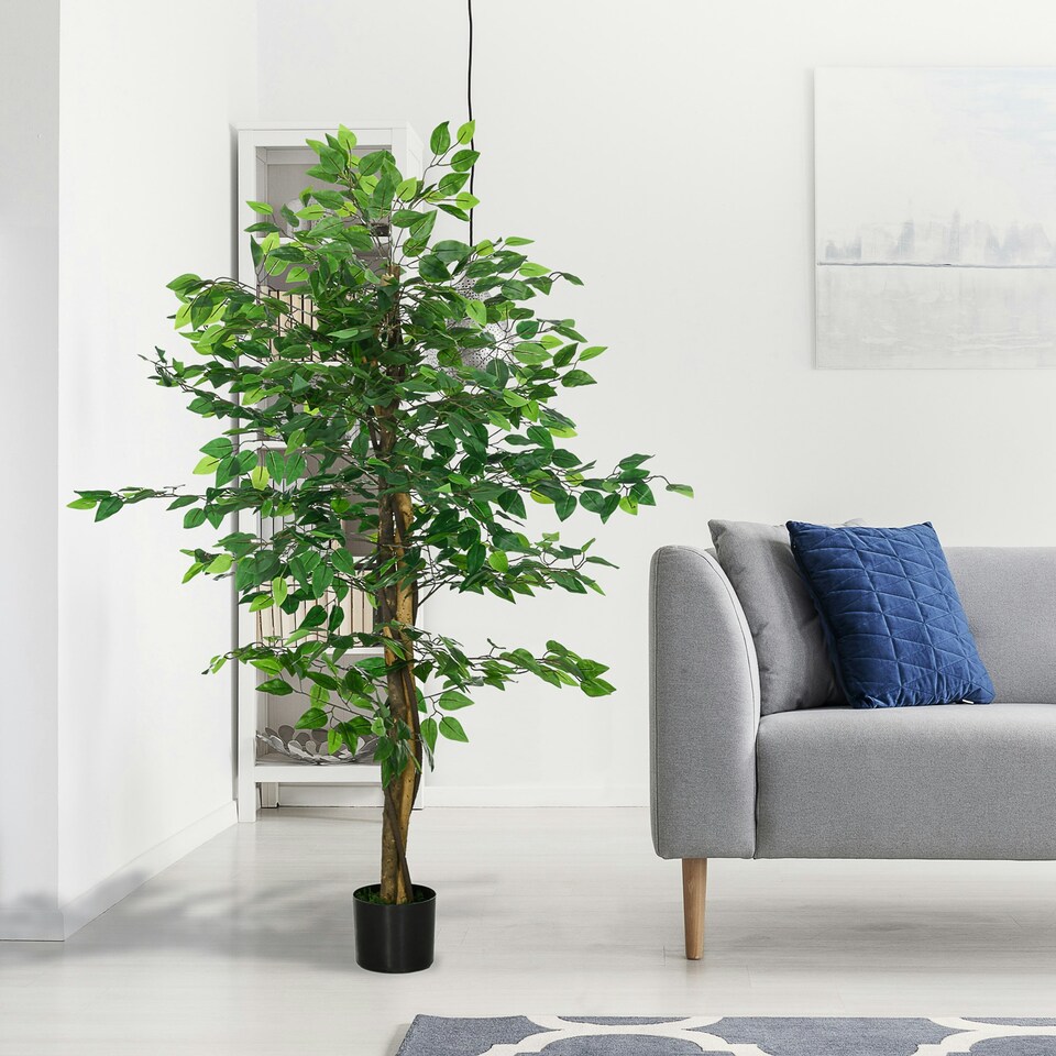 image 1 of HOMCOM 150cm Artificial Tree Ficus for Indoor Home Decor, Fake Tree