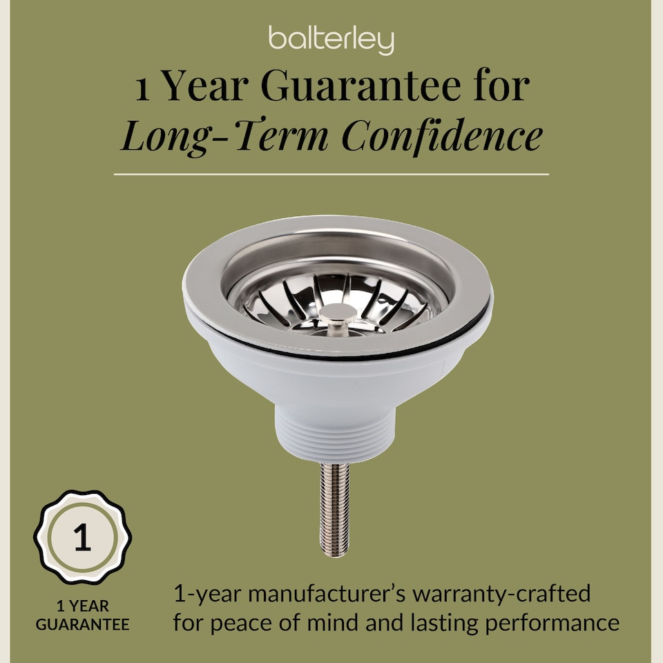 image 1 of Balterley Fireclay Kitchen Sink Basket Strainer Waste by Balterley | Silver | Chrome | 1