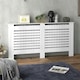 image 2 of HOMCOM White Painted Radiator Cover Wooden Cabinet Horizontal Slats Modern Style
