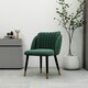 image 2 of Single Milano Velvet Dining Chair with Stylish Ribbed Back Design, Black Metal Legs with Silver Tips Green | Gold End Tips  
