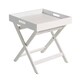 image 1 of Folding Butlers Side Table Portable Wooden Food Serving Tray White