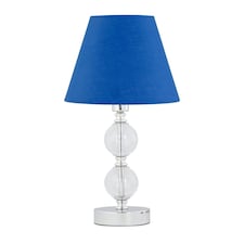 Chrome Two Ball Table Lamp with Royal Blue Shade Chrome | Blue
