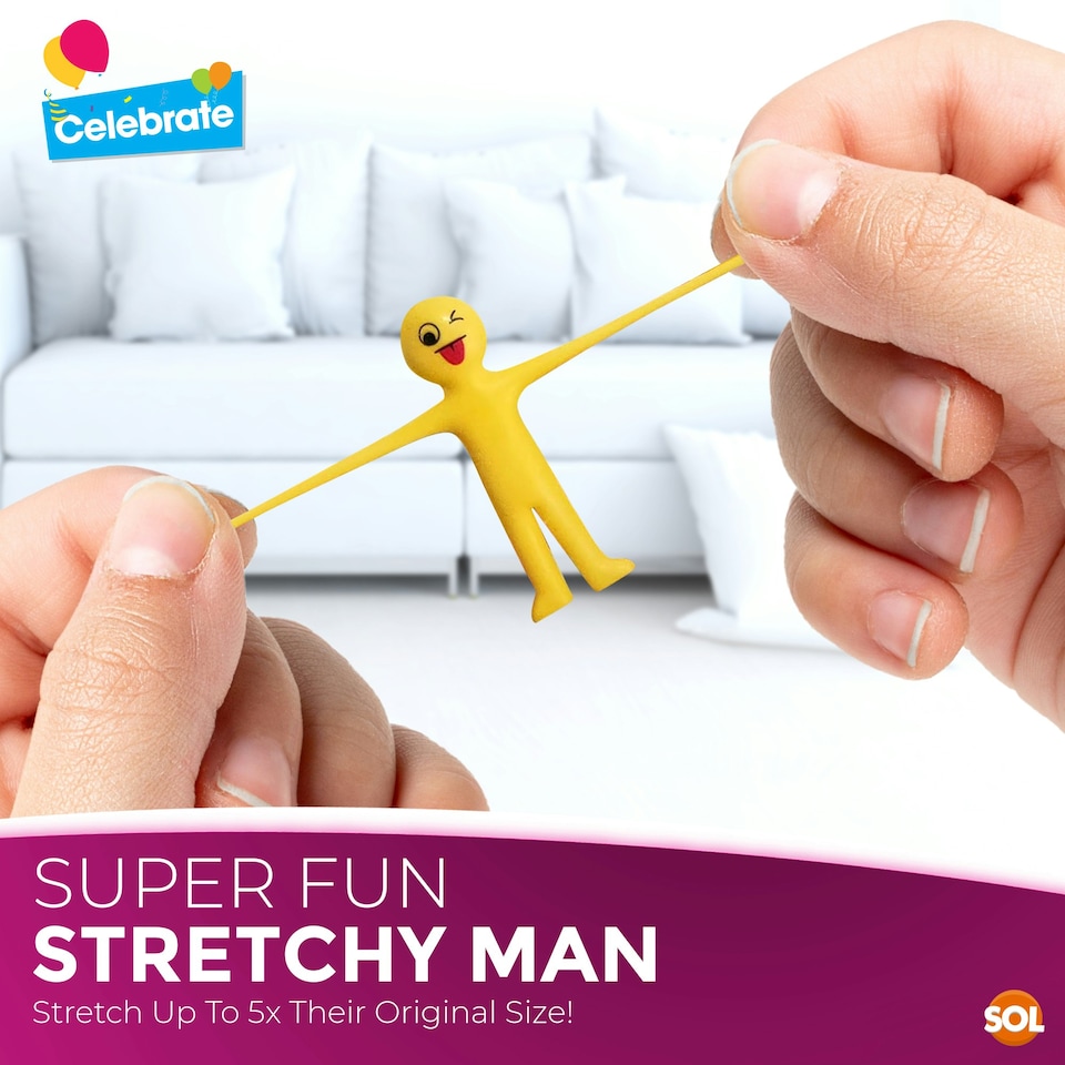 image 1 of SOL 30pk Yellow Stretchy Men Party Bag Fillers For Kids, Fun Flexible Stretchy