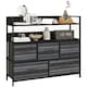 image 6 of HOMCOM Bedroom Chest of Drawers 5 Drawer Dresser w/ Shelves, Black Black