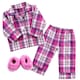 image 1 of Sophia's Flannel Pajama and Fuzzy Slippers for 18in Dolls, Pink/Purple/White