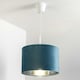 image 4 of CGC NILA Luxury Teal Velvet & Silver Round Pendant Drum Lamp Shade Blue