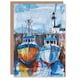 image 1 of Greeting Card Scottish Harbour Fishing Boats and Lighthouse Birthday