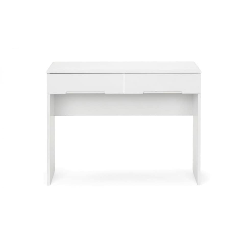 image 1 of Chic White High Gloss Dressing Table (2 Drawers) with Dressing Stool