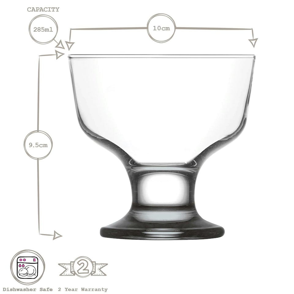 image 1 of LAV Destina Glass Ice Cream Bowls - 285ml - Pack of 6 Clear