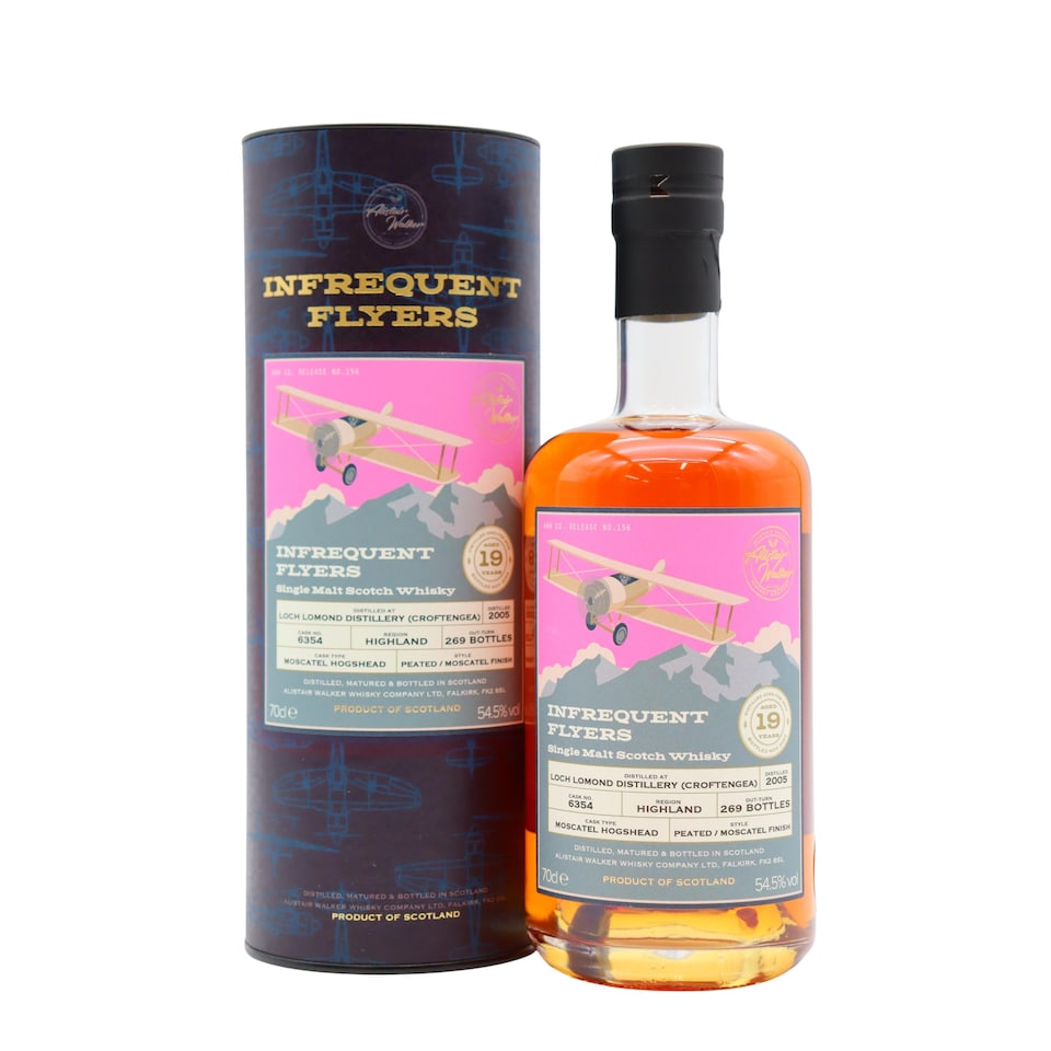 image 1 of Loch Lomond - Croftengea - Infrequent Flyers - Single Cask No. 6354 2005 19 year old Whisky | Multi | Bright amber | Marzipan and custard creams, apple and raisin strudel, dried apricots, cinnamon, cracked black pepper | 1