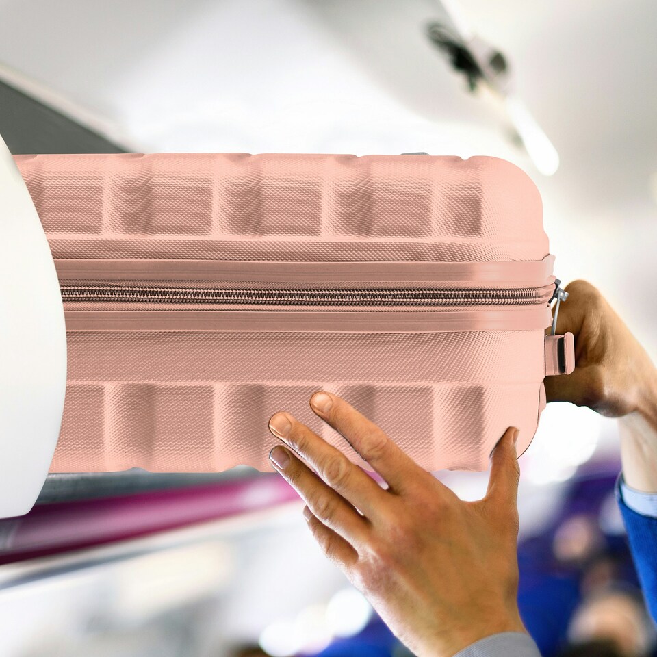 image 1 of 55x40x20cm Ryanair (Priority) TUI, Carry on Cabin Suitcase Hard Shell Approved for 60+ Airlines Pink | Rose | Cabin Bag