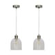 image 1 of Set of 2 Belten - Clear Glass Cloche with Satin Nickel Pendant Fitting | Clear | Clear glass with satin nickel plate detail | Small | 2