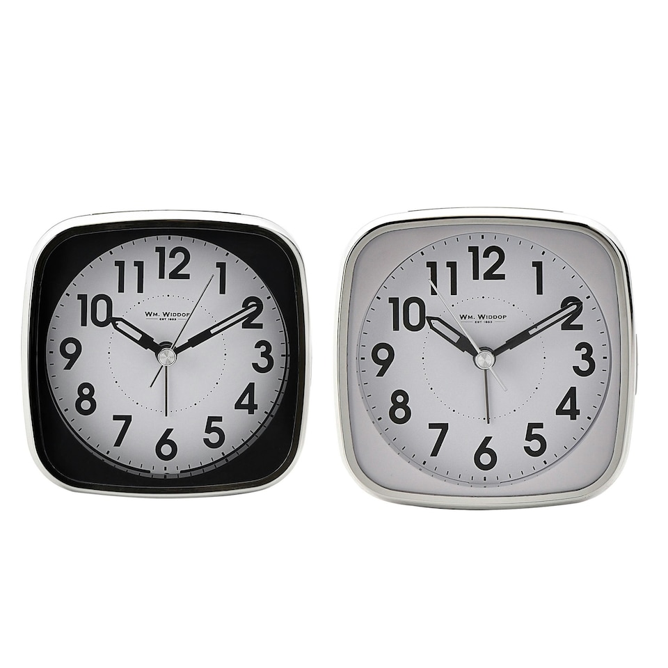 image 1 of Hometime Square Alarm Clock - Sweep/Light/Snooze - Black Black