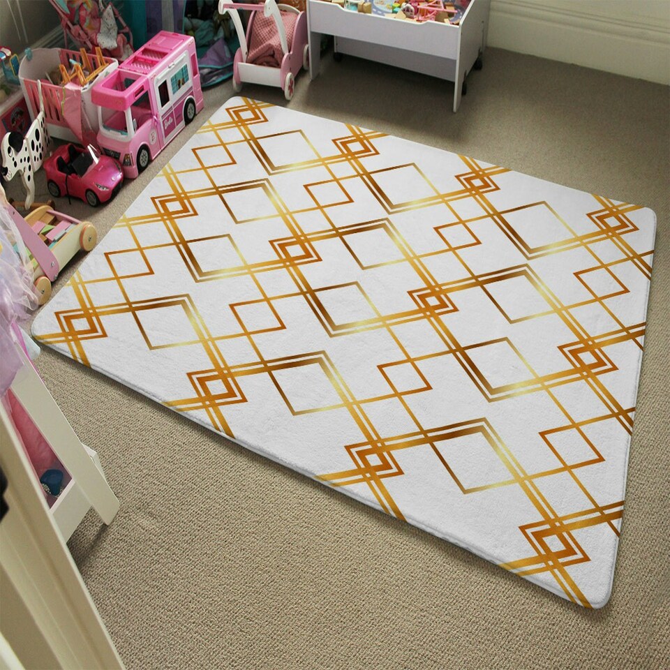 image 1 of Geometric Golden Pattern (Rug) Gold | Large: 140x200cm