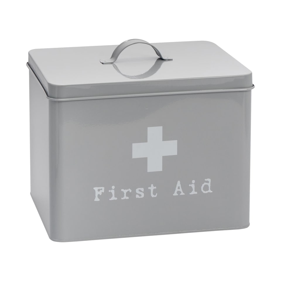 image 1 of Harbour Housewares Vintage Metal First Aid Box - 28cm - Grey | Grey | Grey | 1