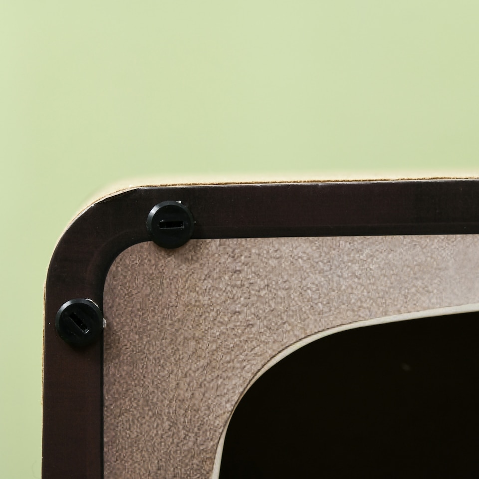 image 1 of PawHut 2 in 1 Cat House TV Shape Corrugated Cardboard with Catnip, Brown