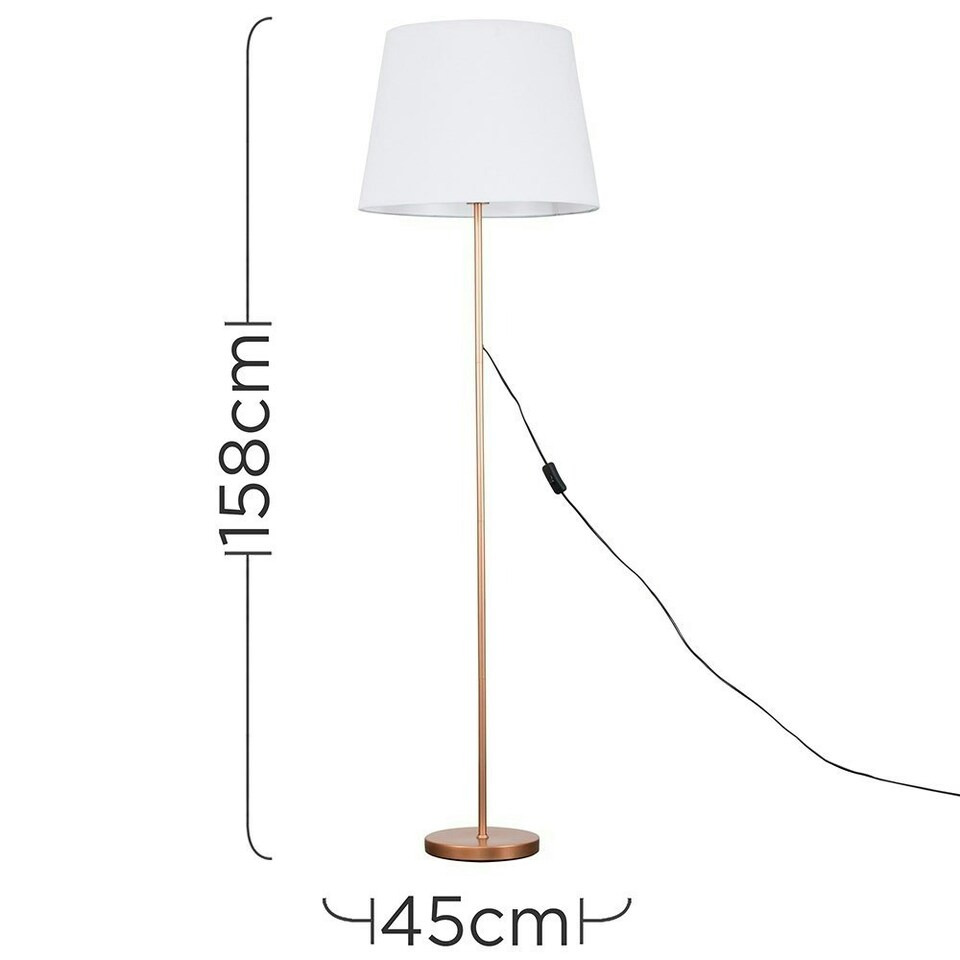 image 1 of ValueLights Modern Copper Metal Standard Floor Lamp With White Shade