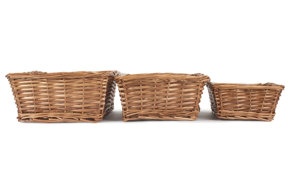 image 1 of Tapered Split Willow Tray Set of 3 | Brown | Brown | Set of 3